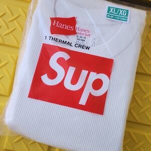 Supreme X Hanes White Crewneck Thermal